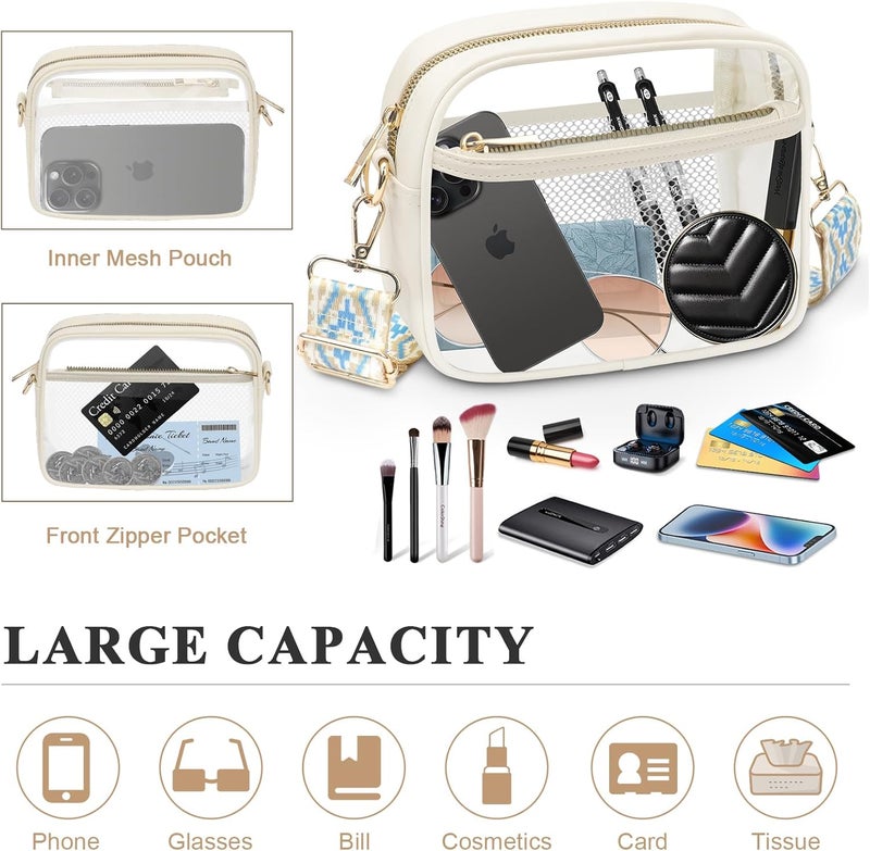 KETIEE Clear Crossbody Bag, Stadium Approved Clear Purse Bag for Concerts Sports Events Festivals - Image 3